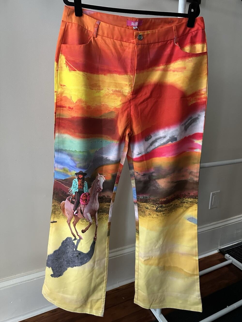 Elsie & Fred Women’s Flair Pants Multicolor Graphic Western Cowboy XXL NWT